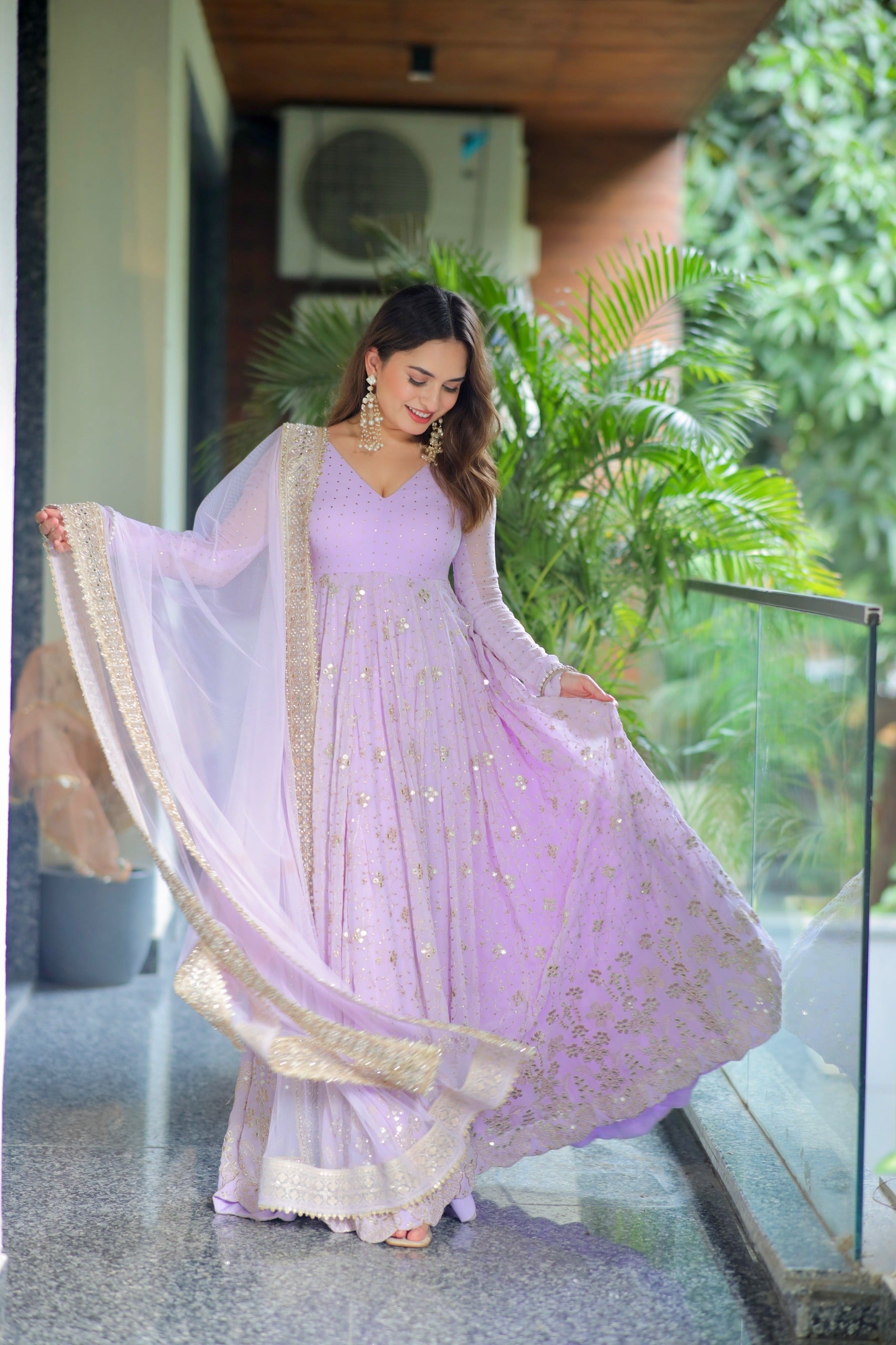 Pridha Purple Anarkali Suit Set